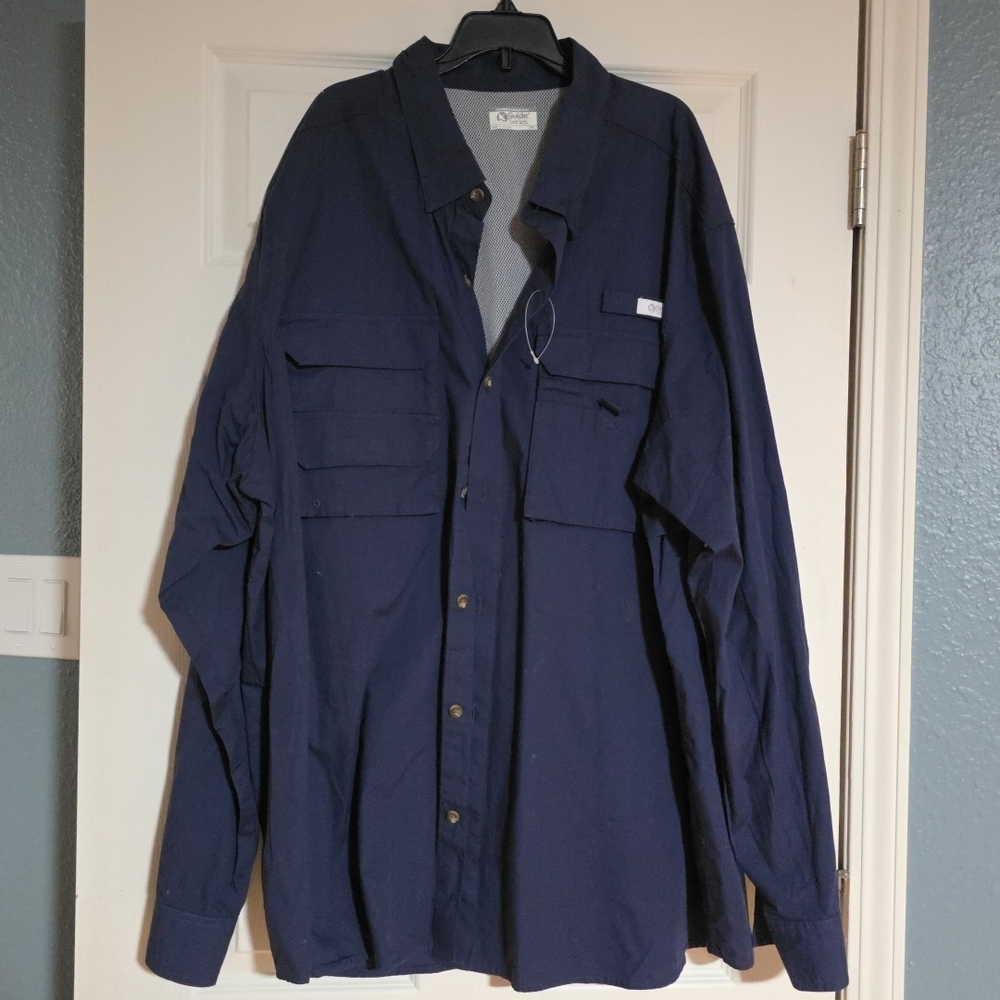 Gander Mountain Guide Series Men's Navy Casual Button Down Shirt Size 3XL